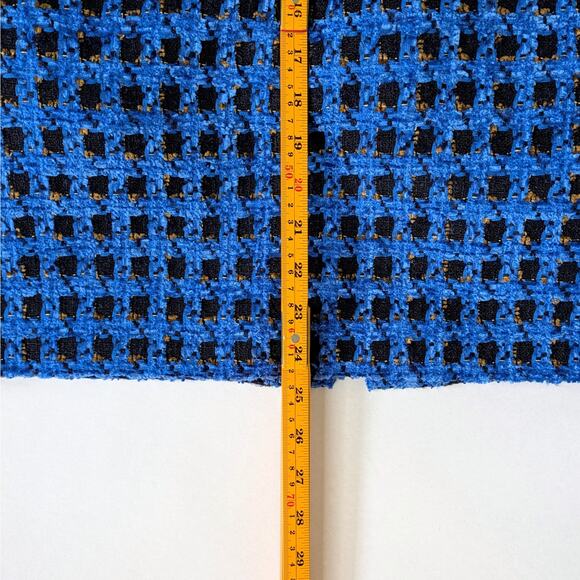 Vtg ESCADA Saks Fifth Avenue Blue Tweed Skirt Wool Mohair Grid 44 - Picture 7 of 8